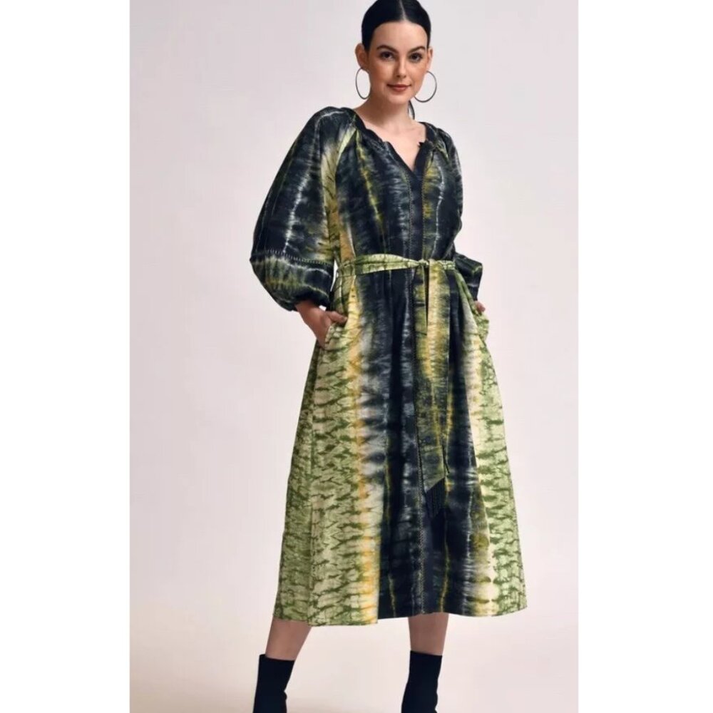 Keili Midi Dress – A-Line Cotton Poplin with Lace Sleeves & Detachable Belt
